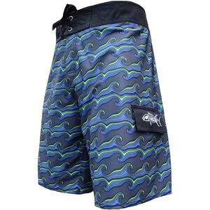 NWT Tormenter Reef Break Board Shorts "Waves", Size 29, Black/Gray/Blue/Green